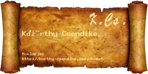 Kürthy Csendike névjegykártya